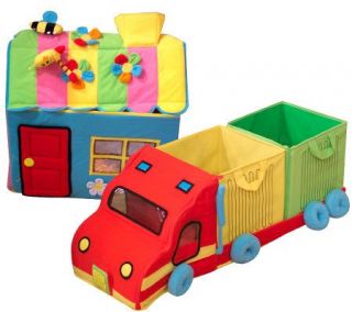 Childrens Plush Whimsical Toy Storage Bin —