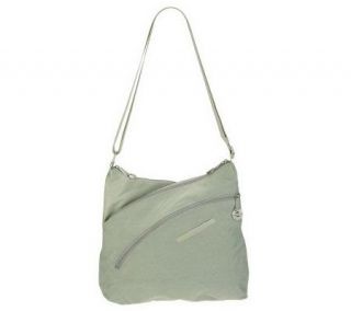 Travelon Crinkle Nylon 3 Compartment Shoulder Bag w/ZipperAccents 