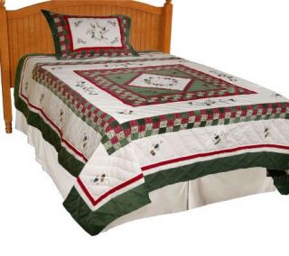 Holiday Greens Quilt with Shams Twin by Valerie —