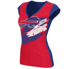NFL Buffalo Bills Womens Face Paint Split Neck T Shirt —