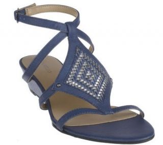 Tignanello Leather Mid Wedge Sandal w/ Woven Detail   A214837