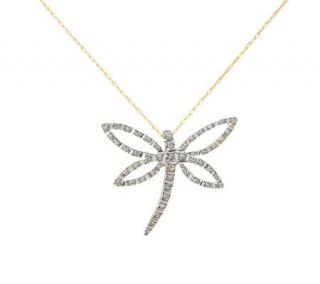 Diamond Fascination Dragonfly Pendant with Chain, 14K Gold —