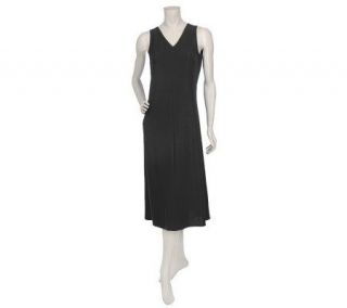 Susan Graver Lustra Knit Tea Length Sleeveless Dress —