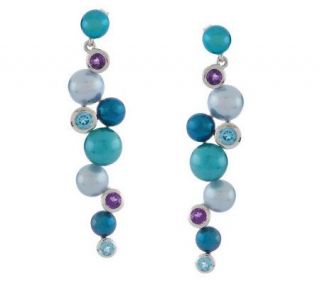 Honora Sterling Cultured Pearl & Gemstone Cascading Earrings