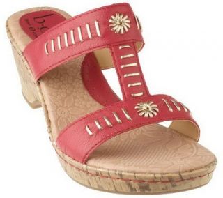 by Born Naiomi Leather Metalli T Strap Wedge Sandals   A97434
