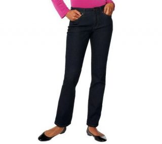 Susan Graver Straight Leg 5 pocket Denim Regular Jeans —