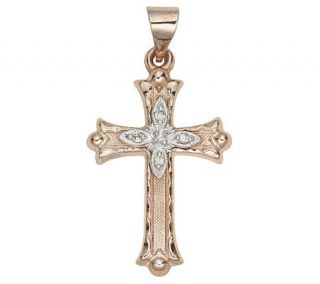 Florentine Diamond Accent Cross Pendant, 14K Rose Gold —