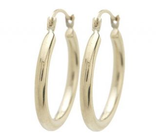 High Polished Medium Round Tube Hoop Earrings 14K Gold   J265666