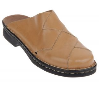 Clarks Leather Comfort Clogs w/ Woven Design —