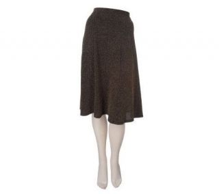 Susan Graver Metallic Knit Gored Pull on Skirt —