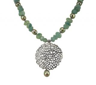 Or Paz Sterling Milky Aquamarine & Pearl Necklace —