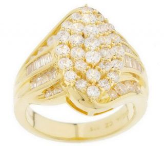 Diamonique Sterling 14K Gold Clad Marquise Shape Pave Ring —