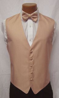  Howard Salmon Light Pink Fullback Vest & Bow Tie Tuxedo Wedding Prom S