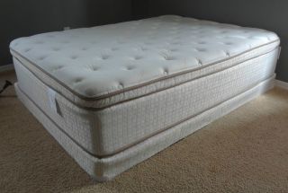 Lightly used Corsicana Campbell Eurotop Queen Mattress set w metal