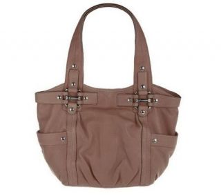 Makowsky Glove Leather Double Handle Shopper with Stud Accents