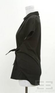 Jil Sander Black Cotton Tie Front Top Size 36