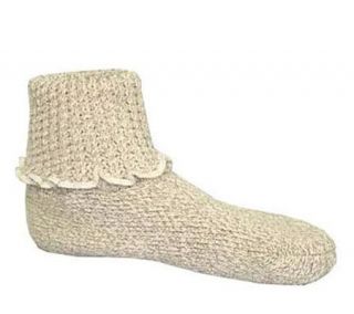 Cotton Ruffled Cuff Slipper Sock —