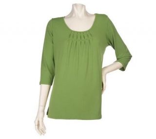 Susan Graver Liquid Knit Scoop Neck Tunic with Pleated Front