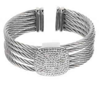 Steel By Design Multi Row Rope & Crystal Cuff Bracelet —