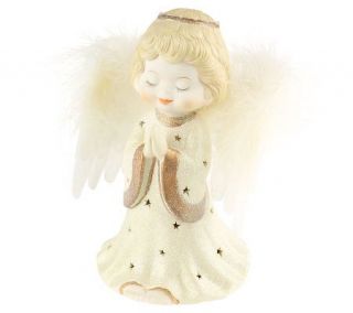 Porcelain Illuminated Baby Angel Figurine —