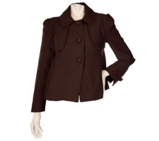 Dialogue 3 Button Fully Lined Textured Jacket w/ Flap Details