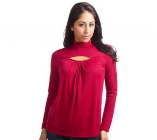 George Simonton Elite Knit Turtleneck with Peek A Boo and Pleating 