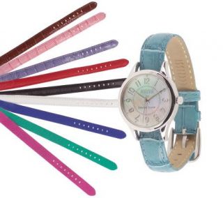 Ecclissi Sterling Changeable Strap Watch with 10 Straps —