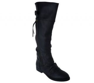 R2 by Report Riding Boots with Side Zip & Ruching Detail —
