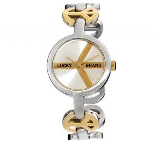 Lucky Brand Womens Two tone Peace Sign Link Watch —