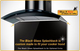 60cm x 75cm Fitted Black Glass Splashback for H77 6 Cooker Hood