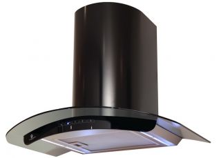 60cm Truly Curved Black LED Curved Cooker Hood H76 6B