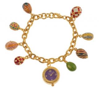 Joan Rivers Hand Painted Egg Charm Adjustable Watch —