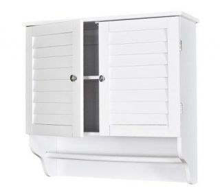 Louvered White Bathroom Towel Wall Cabinet   H155550