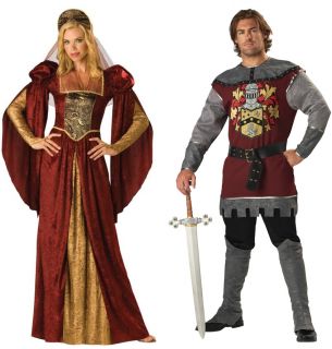 RENAISSANCE ADULT COUPLES COSTUMES Maiden Queen Princess Noble Knight