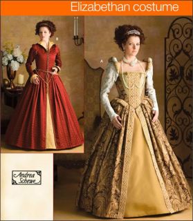 renaissance elizabethan dress gown costume sewing pattern 14 20