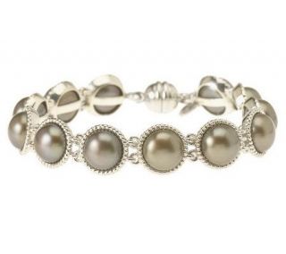 Honora Cultured FreshwaterPearl 9.0mm Button Sterling Tennis Bracelet 