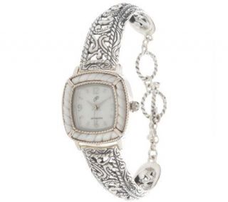 Carolyn Pollack Sterling Silver Rodeo Mother of Pearl Watch — 