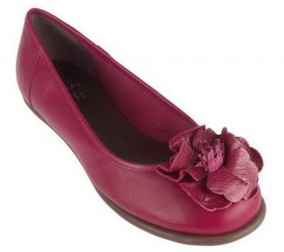 Clarks Book End Leather Flats with Flower Detail   A211152