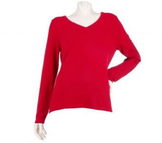 Denim & Co. Essentials Long Sleeve V Neck Sweater —