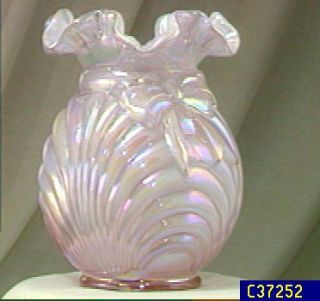 Fenton Art Glass Dusty Rose Bow & Drape Vase —