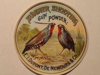 Vintage Summer Shooting Gun Powder Label Dupont 5 1 4 Pre War Upland