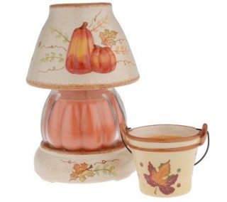 Pumpkin Shaped Candle w/Shade and Pail Candle Set by Valerie