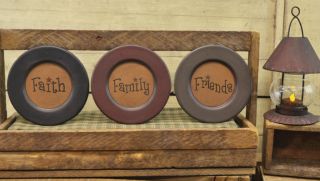  ,Family,Friends Primitive Country Wood Decorative Round Plates 6