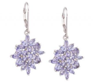 Sterling 3.00 ct tw Tanzanite Cluster Lever Back Earrings —