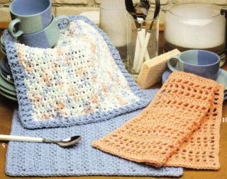 Crochet Dishcloth Pot Scrubber Patterns Dishrags Cotton