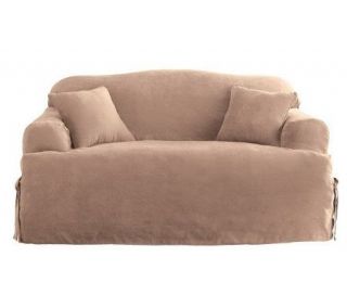 Sure Fit Soft Suede T Cushion Love Seat Slipcover —