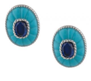As Is Judith Ripka Sterling Turquoise Inlay Earrings —