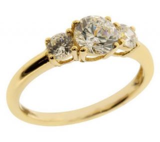 Diamonique 2.50 ct tw 3 Stone Ring, 14K Gold —