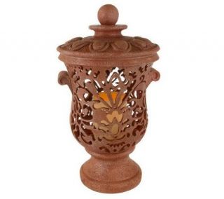 HomeReflections Indoor/Outdoor Damask Urn with FlamelessCandle with 