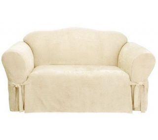 Sure Fit Soft Suede Box Cushion Sofa Slipcover —